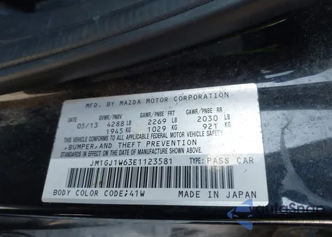 2014 Mazda Mazda6 I Grand Touring z USA, uszkodzony, nr VIN JM1GJ1W63E1123581